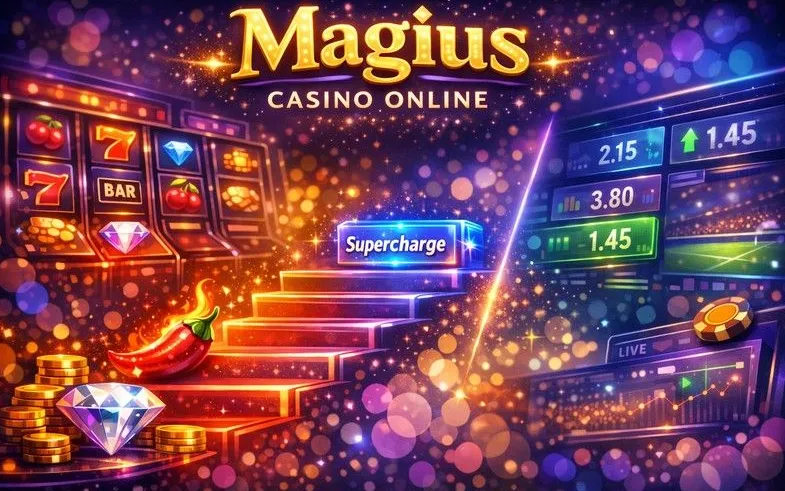 Magius Casino home banner with rabbit mascot